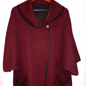 GIRASOLE - Cape, one size but easily fits large to 1X, wine with black trim.